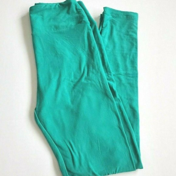 LuLaRoe Leggings OS One Size Size 2-10 Green Excellent Pre Owned Condition EUC - Picture 1 of 4